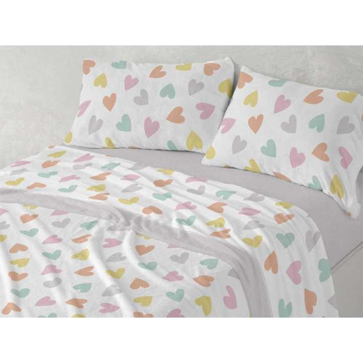 Juego de sábanas coralina Caterina | Sábanas invierno Burrito Blanco