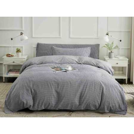 Capa de edredão de algodão orgânico cinza Vidal | Capa de edredão ecológica