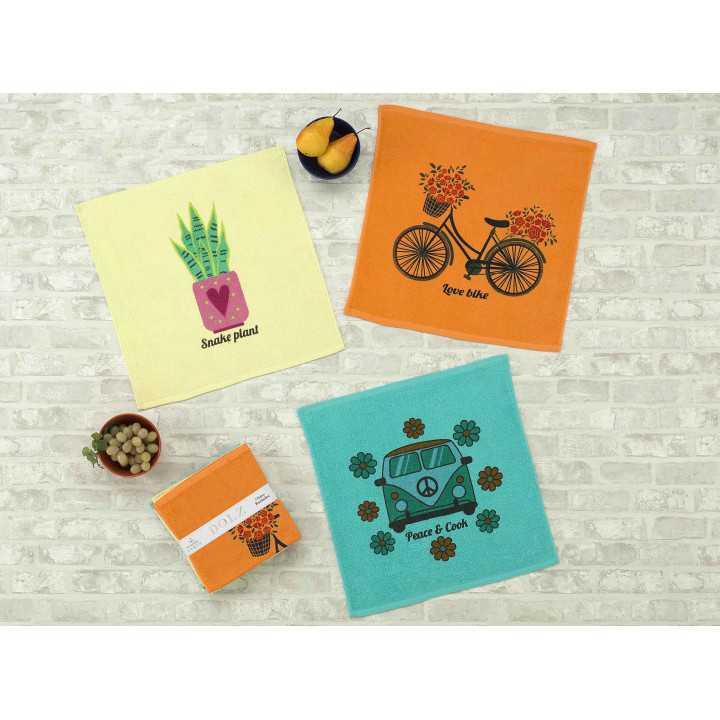 Pano de cocinha Love Bike | Toalha decorada 100% algodão