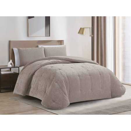 Edredón chenilla y borreguito Alpes visón | Edredón invierno