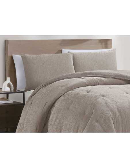 Edredón chenilla y borreguito Alpes visón | Edredón invierno