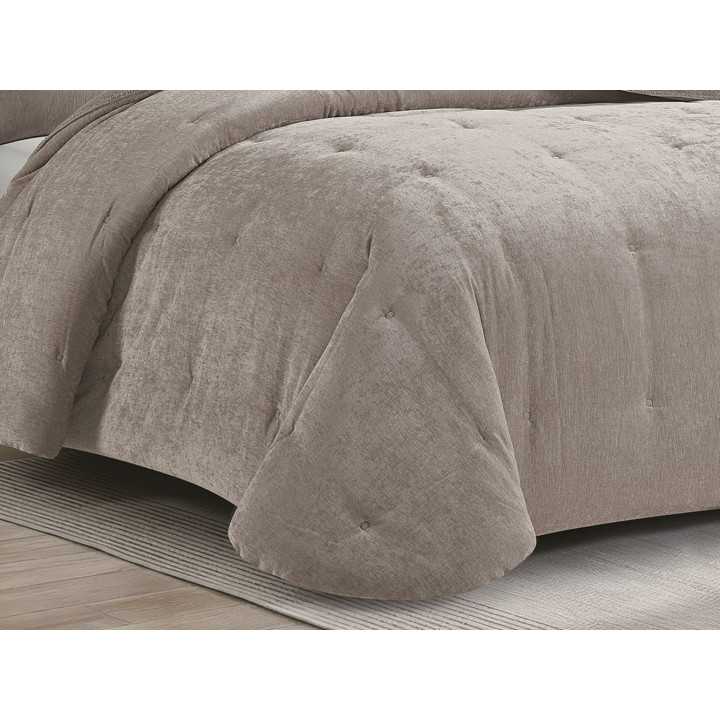 Edredão de sherpa e chenille Alpes vison | Edredão de inverno