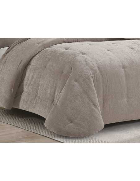 Edredão de sherpa e chenille Alpes vison | Edredão de inverno