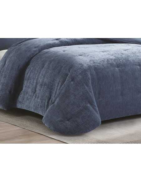 Edredão de sherpa e chenille Alpes azul| Edredão de inverno