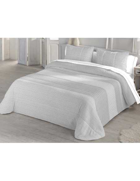 Edredão de sherpa e veludo Liko cinza | Edredão de inverno