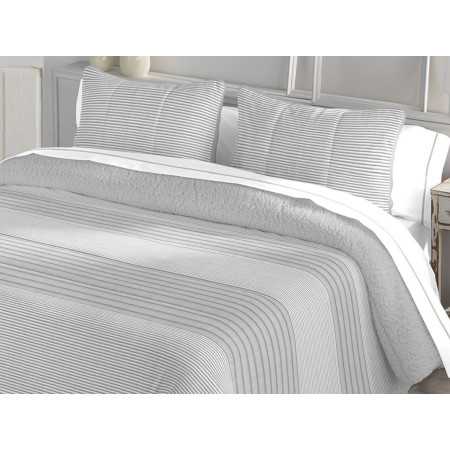 Edredão de sherpa e veludo Liko cinza | Edredão de inverno 2