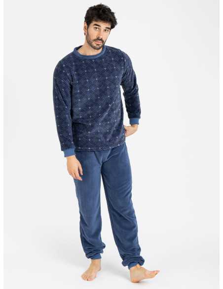 Pijama de muflão para homem Vidar | Pijama de inverno macio e quente