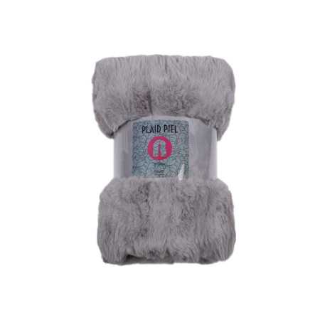 Plaid piel Zafiro gris | Manta decorativa pelo