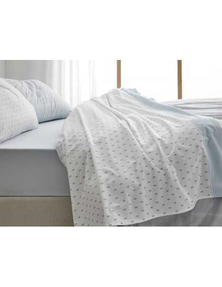 Sábanas Velvelina Liora azul | Sábanas Invierno Burrito Blanco