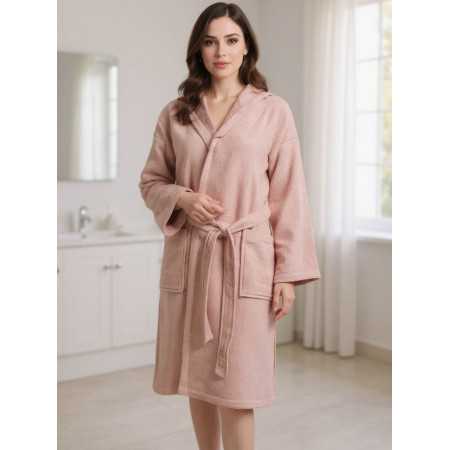 Robe de banho em turco de algodão Maya nude | Robe em favo de mel