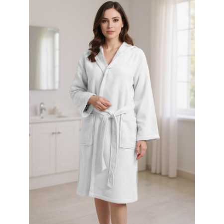 Robe de banho em turco de algodão Maya branco | Robe em favo de mel