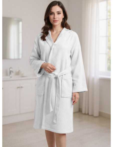 Robe de banho em turco de algodão Maya branco | Robe em favo de mel