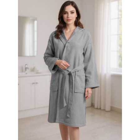 Albornoz rizo algodón Maya gris | Albornoz nido abeja