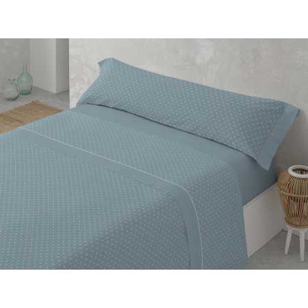 Lençóis de flanela MB Dhara Azul | Lençóis de inverno 100% algod