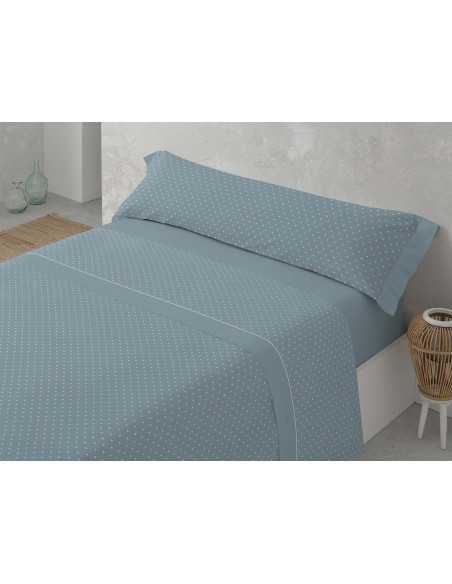 Lençóis de flanela MB Dhara Azul | Lençóis de inverno 100% algod