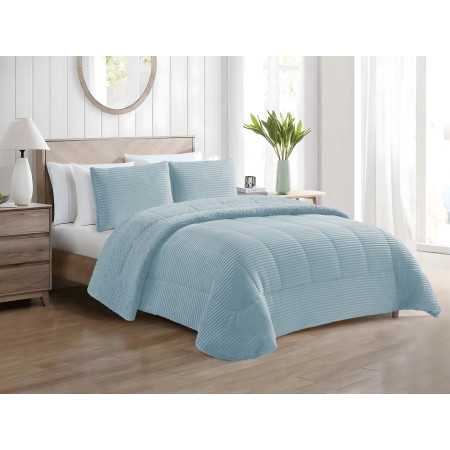 Edredón pana y borreguito Blues Aqua | Edredón conforter invierno