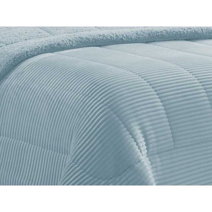 Edredón pana y borreguito Blues Aqua | Edredón conforter invierno