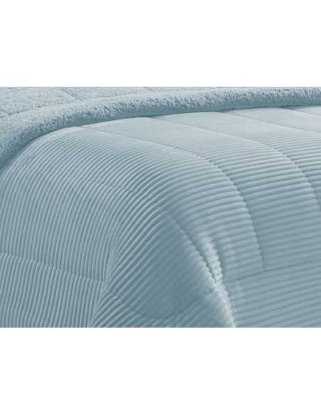 Edredão de bombazine e sherpa Blues Aqua | Edredão conforter de inverno
