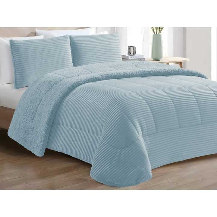 Edredón pana y borreguito Blues Aqua | Edredón conforter invierno