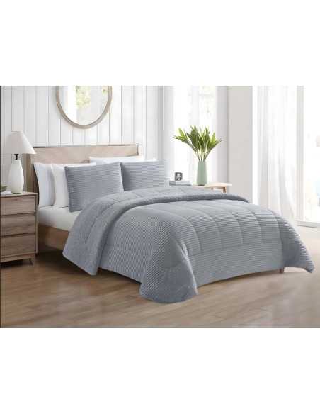 Edredón pana y borreguito Blues Gris | Edredón conforter invierno