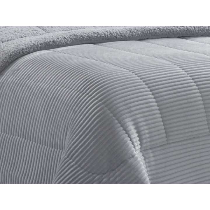 Edredão de bombazine e sherpa Blues Cinza | Edredão conforter de inverno