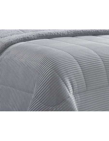 Edredão de bombazine e sherpa Blues Cinza | Edredão conforter de inverno