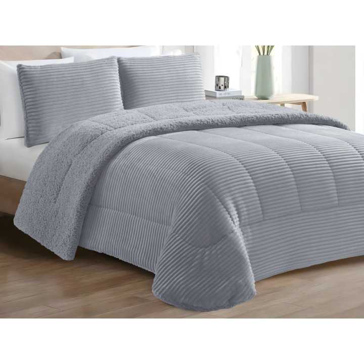 Edredón pana y borreguito Blues Gris | Edredón conforter invierno