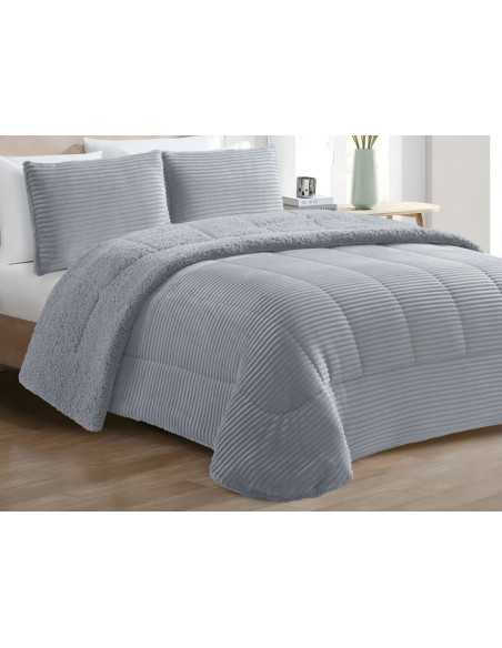 Edredón pana y borreguito Blues Gris | Edredón conforter invierno