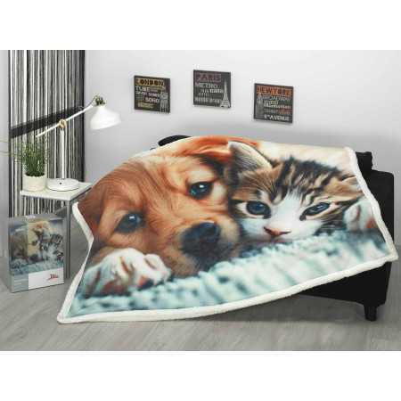 Plaid sedalina y borreguito Puppy | Manta auxiliar suave y cálido