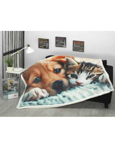 Plaid sedalina y borreguito Puppy | Manta auxiliar suave y cálido