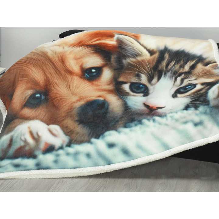 Plaid de sedalina e sherpa Puppy | Manta auxiliar macia e quente