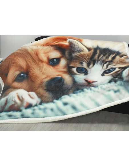 Plaid sedalina y borreguito Puppy | Manta auxiliar suave y cálido