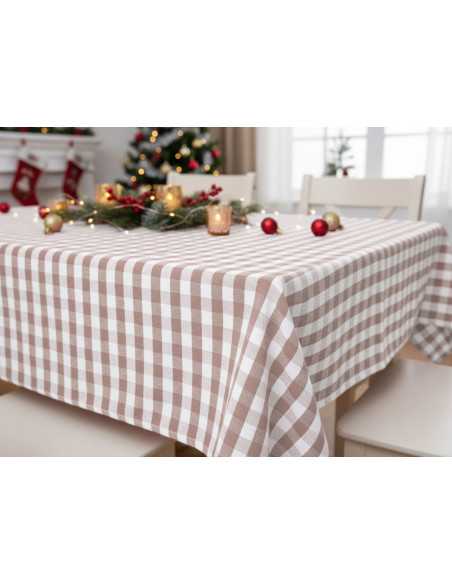Toalha de mesa aos quadrados Vichy bege | Toalha para festas