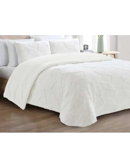 Edredão de bombazine e sherpa Jazz Creme | Edredão conforter de inverno