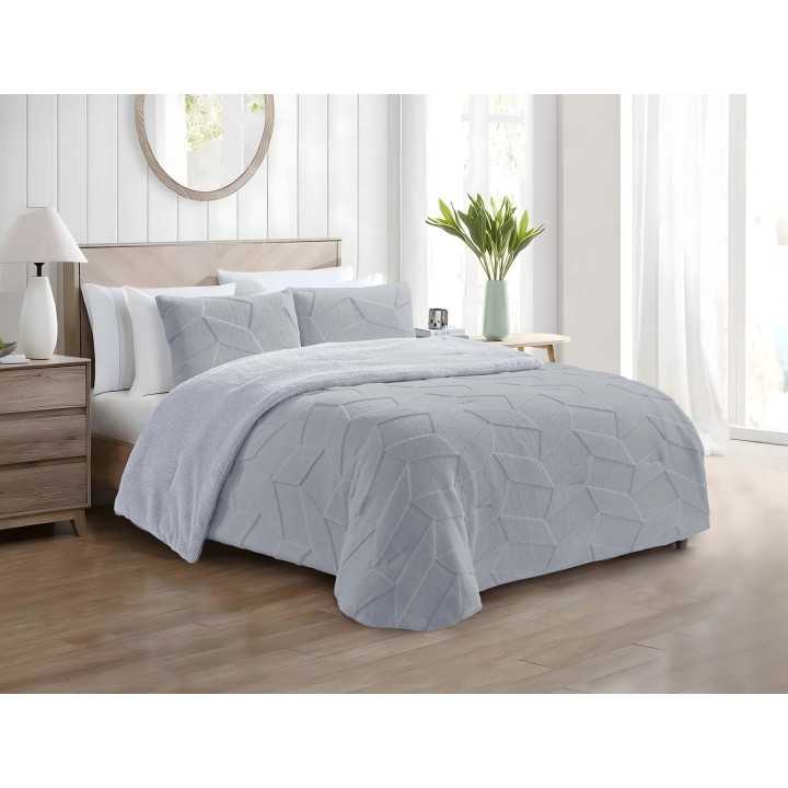 Edredón pana y borreguito Jazz Gris | Edredón conforter invierno