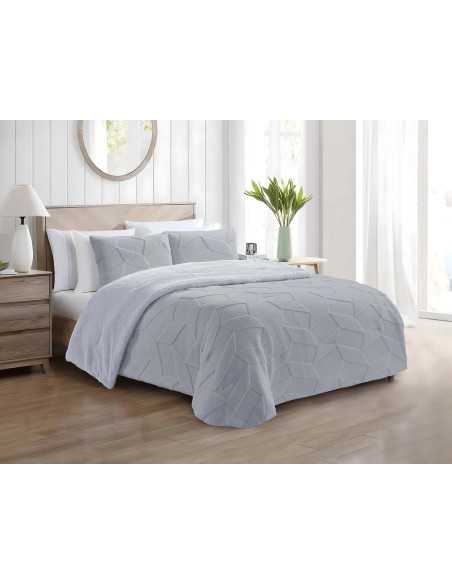Edredón pana y borreguito Jazz Gris | Edredón conforter invierno