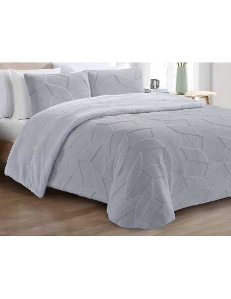 Edredón pana y borreguito Jazz Gris | Edredón conforter invierno