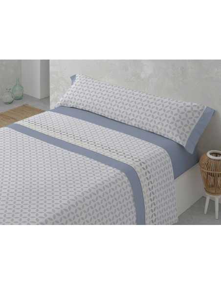 Lençóis de flanela MB Oriana Azul | Lençóis de inverno 100% algod