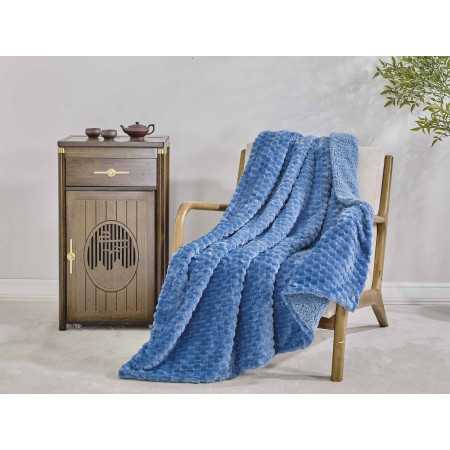 Plaid borreguito Perla azul | Manta auxiliar decorativa