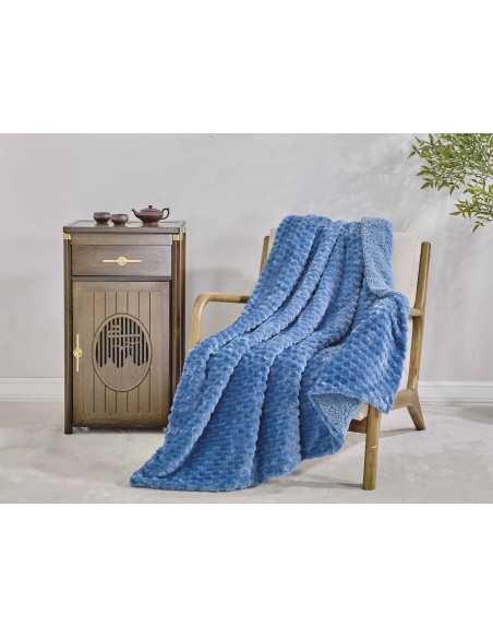 Plaid Perla em borreguito azul | Manta auxiliar decorativa