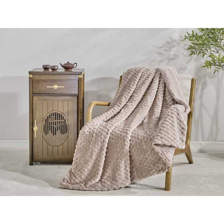 Plaid Perla em borreguito bege | Manta auxiliar decorativa