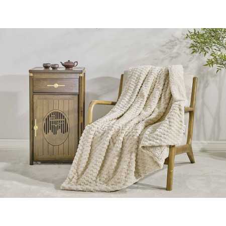 Plaid Perla em borreguito cru | Manta auxiliar decorativa