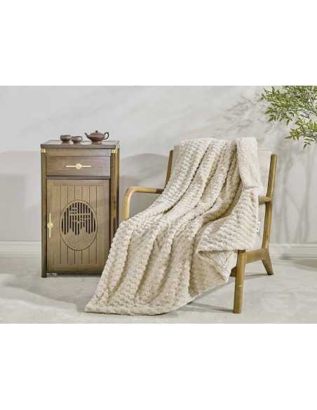 Plaid Perla em borreguito cru | Manta auxiliar decorativa