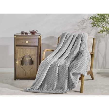 Plaid Perla em borreguito cinza | Manta auxiliar decorativa