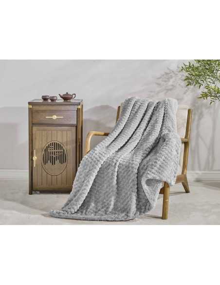 Plaid borreguito Perla gris | Manta auxiliar decorativa