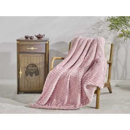 Plaid borreguito Perla rosa | Manta auxiliar decorativa