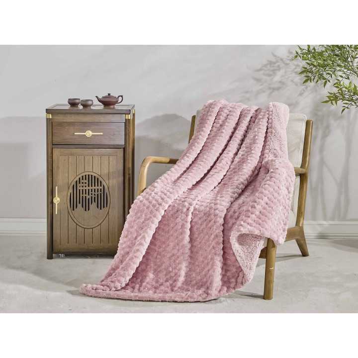 Plaid Perla em borreguito rosa | Manta auxiliar decorativa