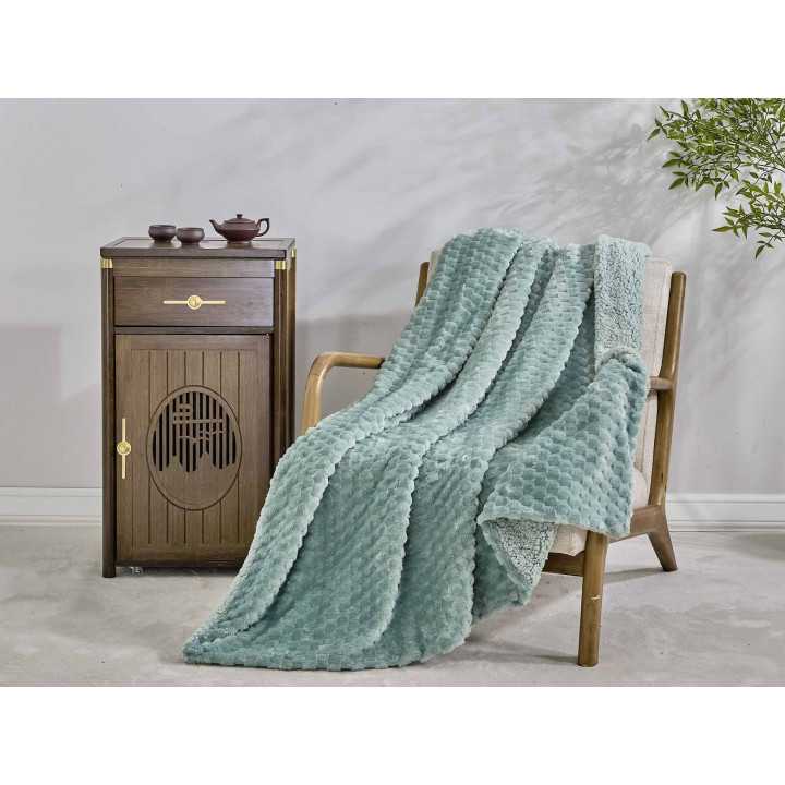 Plaid Perla em borreguito verde | Manta auxiliar decorativa