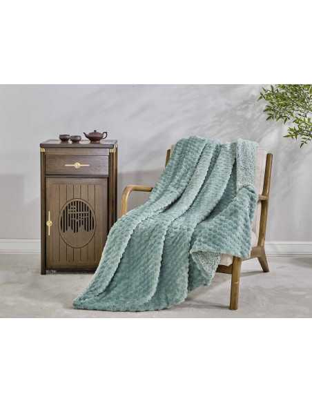 Plaid Perla em borreguito verde | Manta auxiliar decorativa