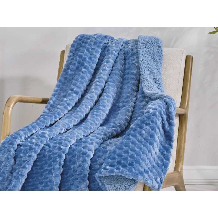 Plaid borreguito Perla azul | Manta auxiliar decorativa